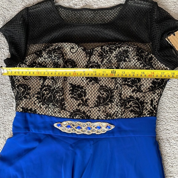 NWT MAXI DRESS 👗 DELVINA. Black Mesh/ Gold/ Blue. Size European 42(American 10) - Picture 7 of 8